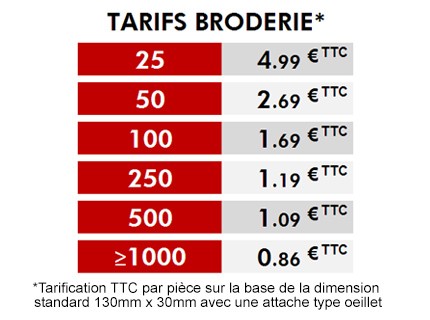 Tarif Flamme Brodée